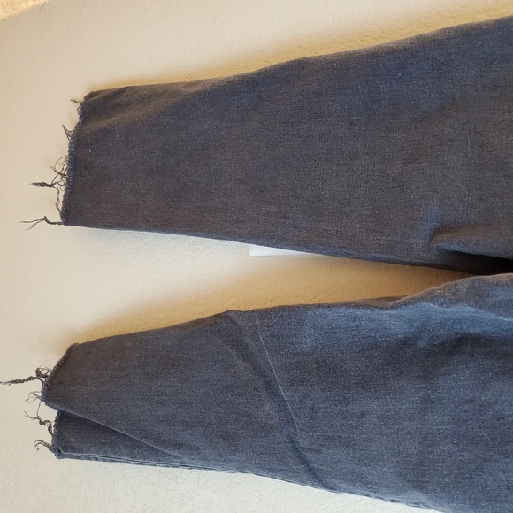Frank & Oak Karen High Waist Gray Boyfriend Frayed Raw Hem Ankle Flare Jeans 27 - Picture 8 of 9